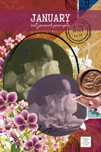 Text: January Art Journal Prompts