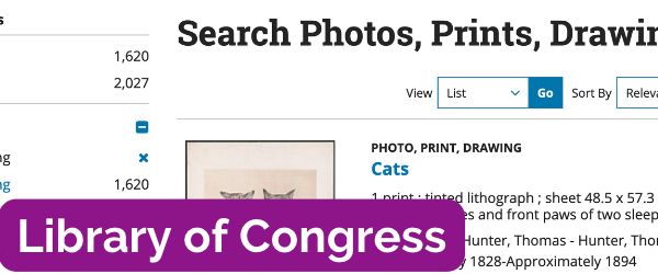 Screenshot of the Library of Congress search results page with the text "Library of Congress" over it.